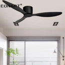 Modern black & white ceiling fan with led light – living room remote