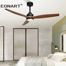 Black & white wood ceiling fan with led light & remote – living room