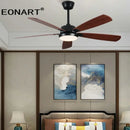 Modern black & white led ceiling fan with wood blades bedroom