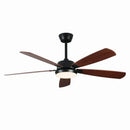 Modern black & white led ceiling fan with wood blades bedroom