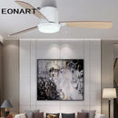 Modern black & white led ceiling fan with wood blades bedroom