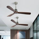 Modern wood propeller ceiling fan living room silent silver hub