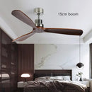 Modern wood propeller ceiling fan living room silent silver hub