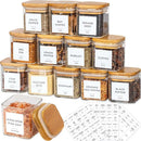 DecorBites™ 5oz Glass Jars Set with Bamboo Lids for Tea Coffee Beans Storage