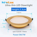 DecorBites™ 5W/7W Gold LED Ceiling Downlight: Ultra-thin Luxury Spot Lighting for Home, Bathroom, Bedroom