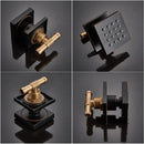 Modern square chrome shower massage jets 6-piece bathroom set