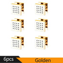 Modern square chrome shower massage jets 6-piece bathroom set