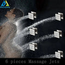 Modern square chrome shower massage jets 6-piece bathroom set