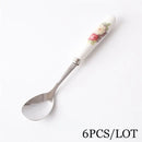 DecorBites™ 6-Piece Coffee Spoon Set, European Bone China & Stainless Steel Tableware