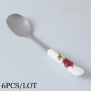 DecorBites™ 6-Piece Coffee Spoon Set, European Bone China & Stainless Steel Tableware