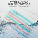 DecorBites™ 6-Piece Reusable Silicone Straws Set with Cleaning Brush - Eco-Friendly Party Accessories