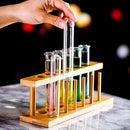 Modern wood and glass tube cocktail glass set dining room decor