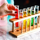 Modern wood and glass tube cocktail glass set dining room decor