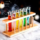 Modern wood and glass tube cocktail glass set dining room decor