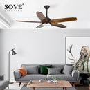 DecorBites™ 60" Solid Wood Blade Ceiling Fan Light LED Remote Control 220v