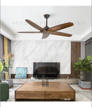 Modern dark brown wood ceiling fan with led light living room remote