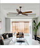 Modern dark brown wood ceiling fan with led light living room remote