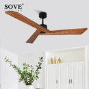 DecorBites™ 60" Wood Ceiling Fan Remote Control Living Room Dining Loft DC Fan 220V