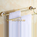 DecorBites™ 60cm Double Towel Bar with Ceramic Gold Finish for Bathroom Accessories.