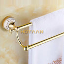 DecorBites™ 60cm Double Towel Bar with Ceramic Gold Finish for Bathroom Accessories.