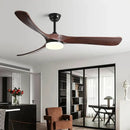 Retro black fan light with solid wood blades living room led fan