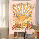 Retro pink 70s girl sunset tapestry – bedroom wall decor