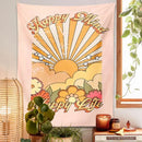 Retro pink 70s girl sunset tapestry – bedroom wall decor