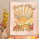 Retro pink 70s girl sunset tapestry – bedroom wall decor