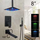 DecorBites™ 8/16 Inch Matte Black LED Rainfall Shower Faucet Set