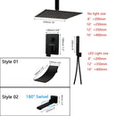 DecorBites™ 8/16 Inch Matte Black LED Rainfall Shower Faucet Set