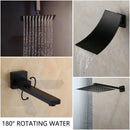 DecorBites™ 8/16 Inch Matte Black LED Rainfall Shower Faucet Set
