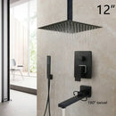 DecorBites™ 8/16 Inch Matte Black LED Rainfall Shower Faucet Set