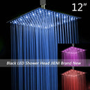 DecorBites™ 8-20" Black Ultra-thin Rain Shower Head for Bathroom Square Rainfall Faucet