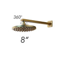 DecorBites™ 8" Antique Brass Round Wall Mounted Bathroom Shower Faucet Set with Rainfall Head & Hand Shower