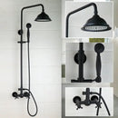 DecorBites™ 8" Black Rain Shower Head Set with Hand Spray and Mixer Faucet