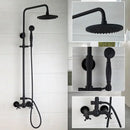DecorBites™ 8" Black Rain Shower Head Set with Hand Spray and Mixer Faucet