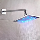DecorBites™ 8" Brass Square LED Rainfall Shower Head with Wall Mount Arm Pipe