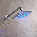 DecorBites™ 8" Brass Square LED Rainfall Shower Head with Wall Mount Arm Pipe
