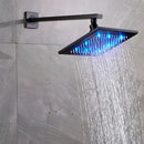 DecorBites™ 8" Brass Square LED Rainfall Shower Head with Wall Mount Arm Pipe