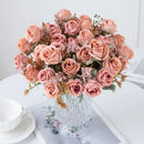 White rose and brown leaf peony silk bouquet wedding home decoration