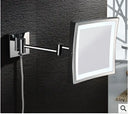 DecorBites™ 8 inch Brass LED Magnifying Wall Mirror for Makeup and Dressing, 3X Magnification