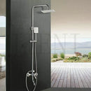 DecorBites™ 8-inch Chrome Bathroom Rainfall Shower Set with Adjustable Height and Handheld Faucet