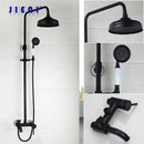 DecorBites™ 8 Inch Matte Black Shower Faucet Set with Hand Spray and Rainfall Head