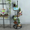 DecorBites™ 8-Layer Stair Shape Iron Plant Stand with Wood Plate