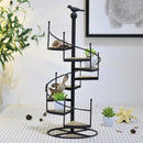 DecorBites™ 8-Layer Stair Shape Iron Plant Stand with Wood Plate