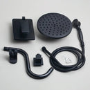 DecorBites™ 8" Matte Black Wall Mounted Rainfall Shower Faucet Set with Handheld Shower