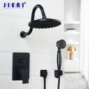 DecorBites™ 8" Matte Black Wall Mounted Rainfall Shower Faucet Set with Handheld Shower