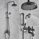 Matte black and white rainfall shower system with bathtub faucet bathroom hand shower