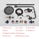Matte black and white rainfall shower system with bathtub faucet bathroom hand shower