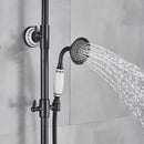 Matte black and white rainfall shower system with bathtub faucet bathroom hand shower